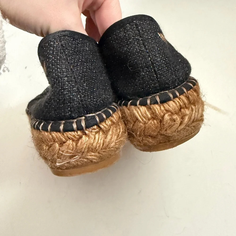 Viscata Black Sparkly Espadrilles Womens 39 Closed Toe Platform Shoes